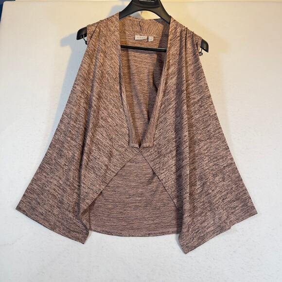 Logo Lori Goldstein Open Wrap Sweater Woman's XXS Sleeveless Heathered Brown QVC - Picture 10 of 12